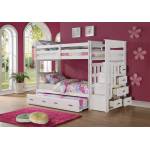 Allentown White Wood Twin/Twin Bunk Bed W/Storage Ladder & Trundle